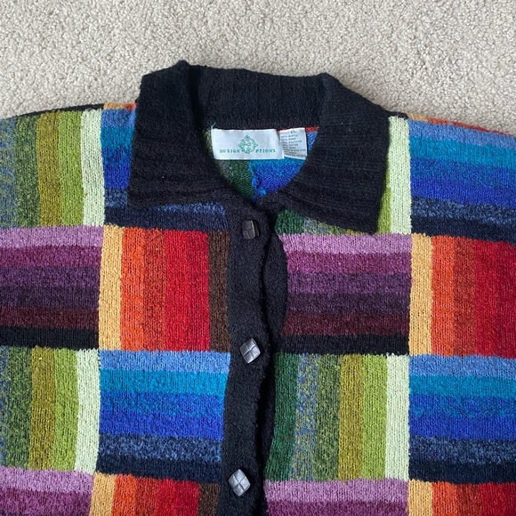 Vintage Thrifted Rainbow Patchwork Button-Up Cardigan - Picture 5 of 15